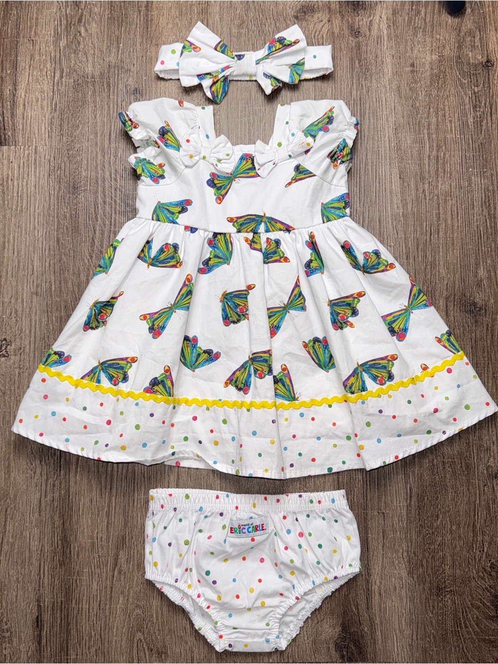 Eric Carle 6m NWOT Butterfly Hungry Little Caterpillar Dress w Bummies &Headband